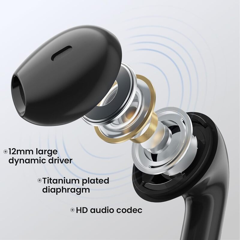 Haylou X1 2023 Wireless Earphone With Aluminum Case, 5.3 Bluetooth, Half In-Ear Design, ENC for Clear Calls, One-tap Easy Pairing & Waterproof - Black